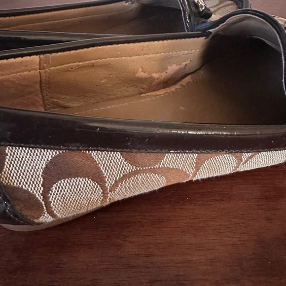 Coach Fortunata Signature Canvas Loafers with Patent Leather Brown Trim Women’s - Picture 5 of 8